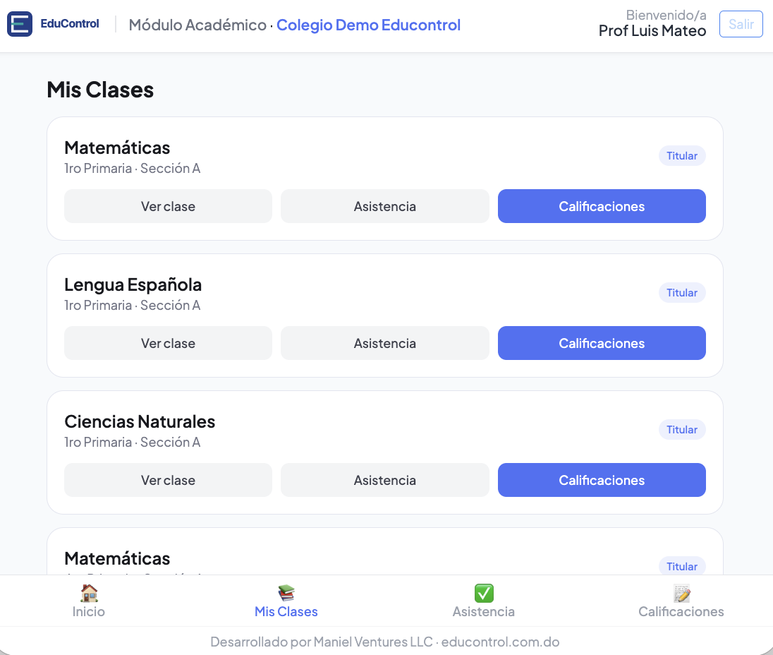 Portal del Profesor EduControl